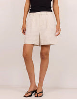 Literal Linen Pleat front Shorts - Natural
