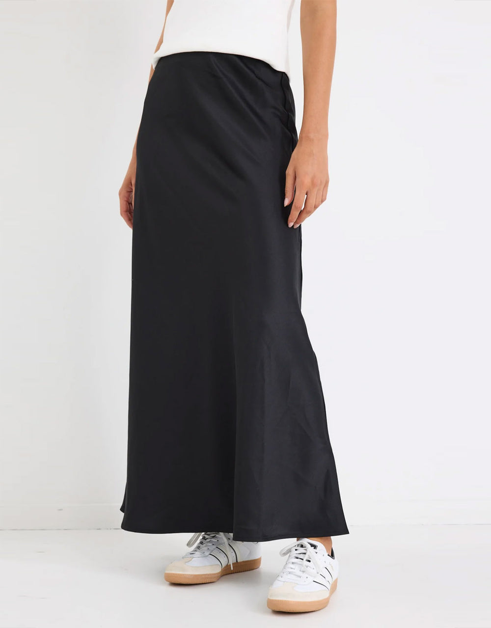 Prodigy Satin Bias Maxi Skirt - Black