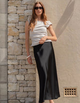 Prodigy Satin Bias Maxi Skirt - Black