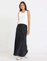 Prodigy Satin Bias Maxi Skirt - Black