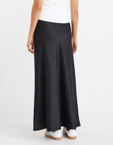 Prodigy Satin Bias Maxi Skirt - Black
