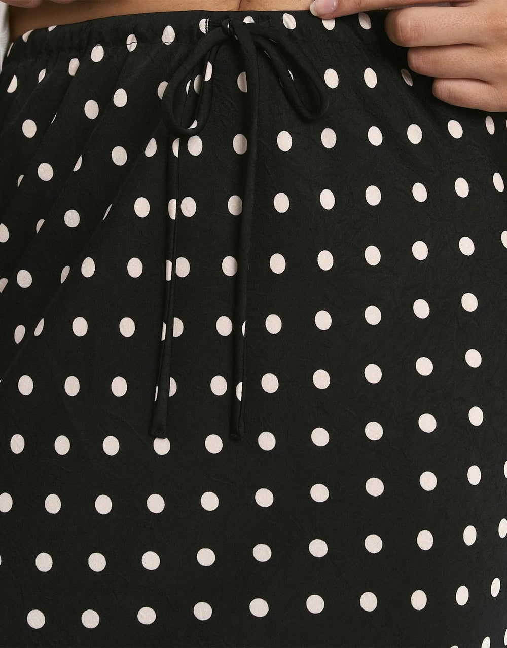 stories-be-told-rarity-satin-bias-maxi-skirt-black-white-polka-dot-womens-clothing