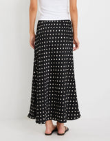 stories-be-told-rarity-satin-bias-maxi-skirt-black-white-polka-dot-womens-clothing