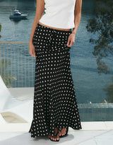 stories-be-told-rarity-satin-bias-maxi-skirt-black-white-polka-dot-womens-clothing