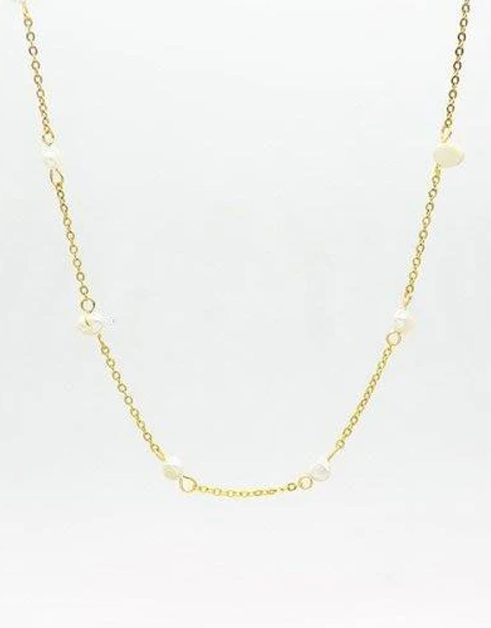Stainless Steel Freshwater Pearl Necklace - Gold