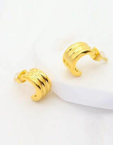 Stainless Steel Track Earrings - Gold