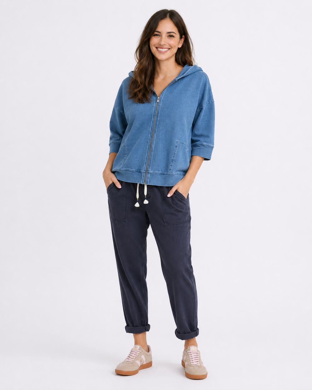 Tessa Denim Look Hoodie - Blue