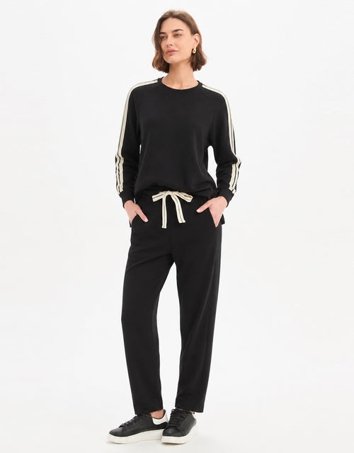 Barrel Leg Lounge Pant - Black / Cream Stripe