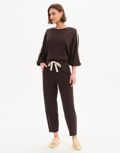 Barrel Leg Lounge Pant - Chocolate / Cream Stripe