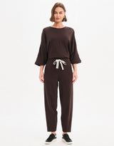 Barrel Leg Lounge Pant - Chocolate / Cream Stripe