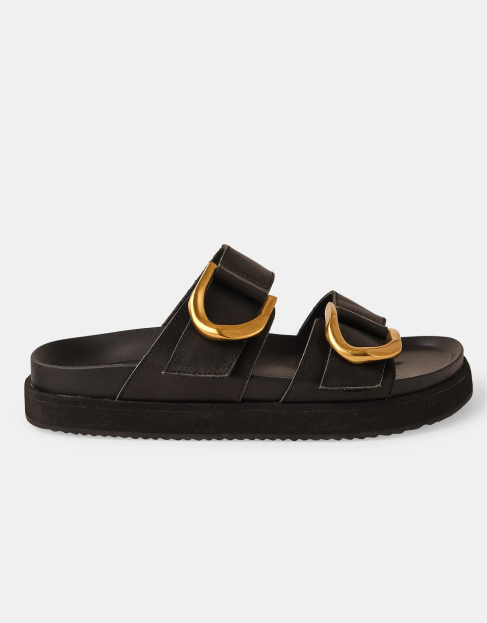 Mint Leather Slides - Black