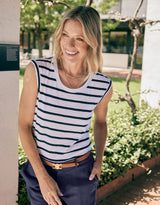 Cali Tank Top - Navy/White Stripe