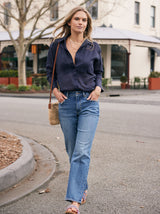 Chloe Panel Shirt - Navy