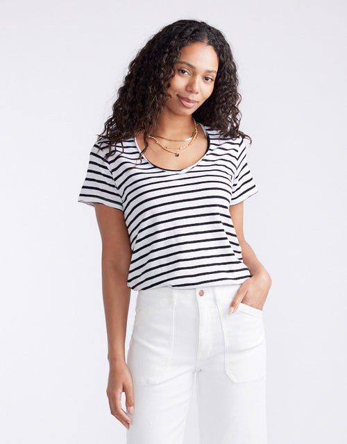 Original V Neck T-Shirt - Black/White Stripe