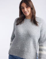 Alaska Crew Knit Jumper - Grey Marle