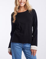 White & Co. - Giselle Lightweight Knit Top - Black/Oat/White - White & Co Living Knitwear