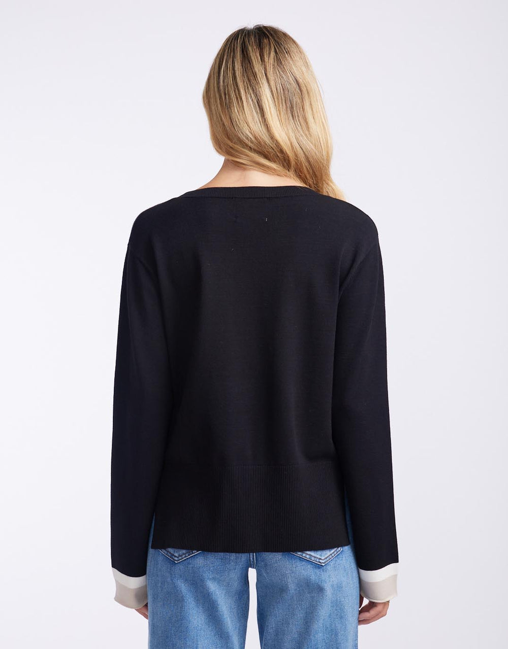 White & Co. - Giselle Lightweight Knit Top - Black/Oat/White - White & Co Living Knitwear