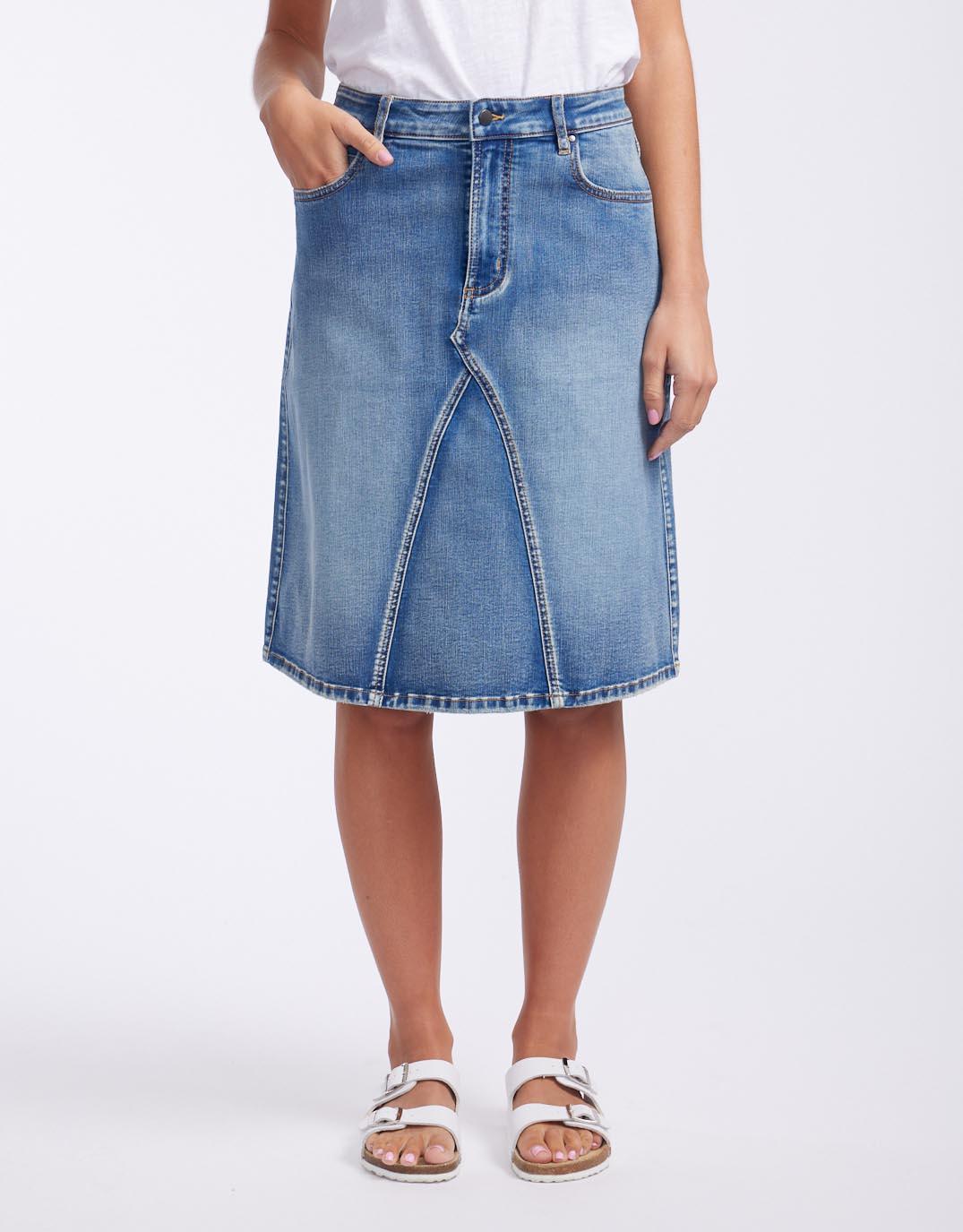 White & Co. - Harper Denim Skirt - Mid Wash - White & Co Living Skirts