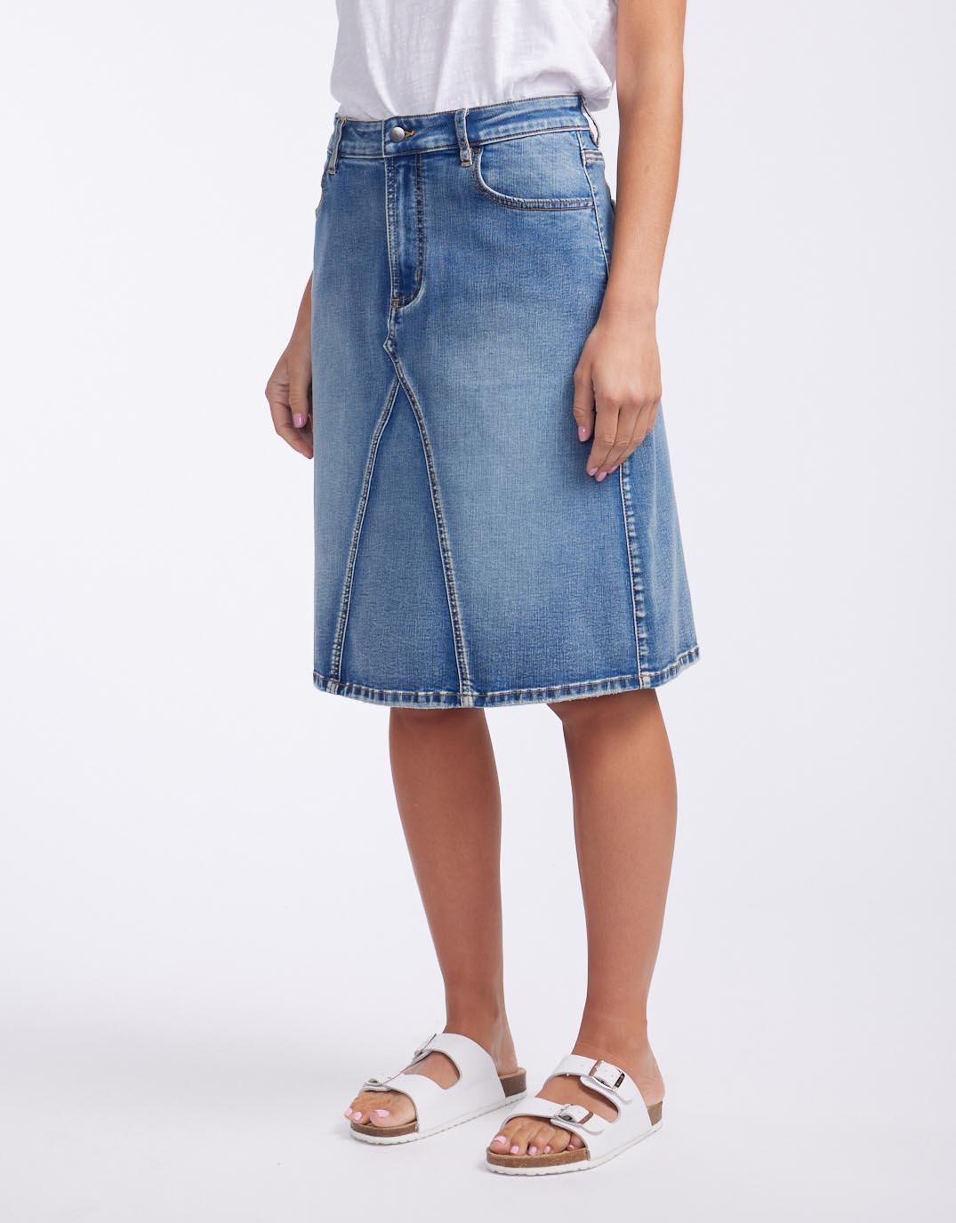 White & Co. - Harper Denim Skirt - Mid Wash - White & Co Living Skirts