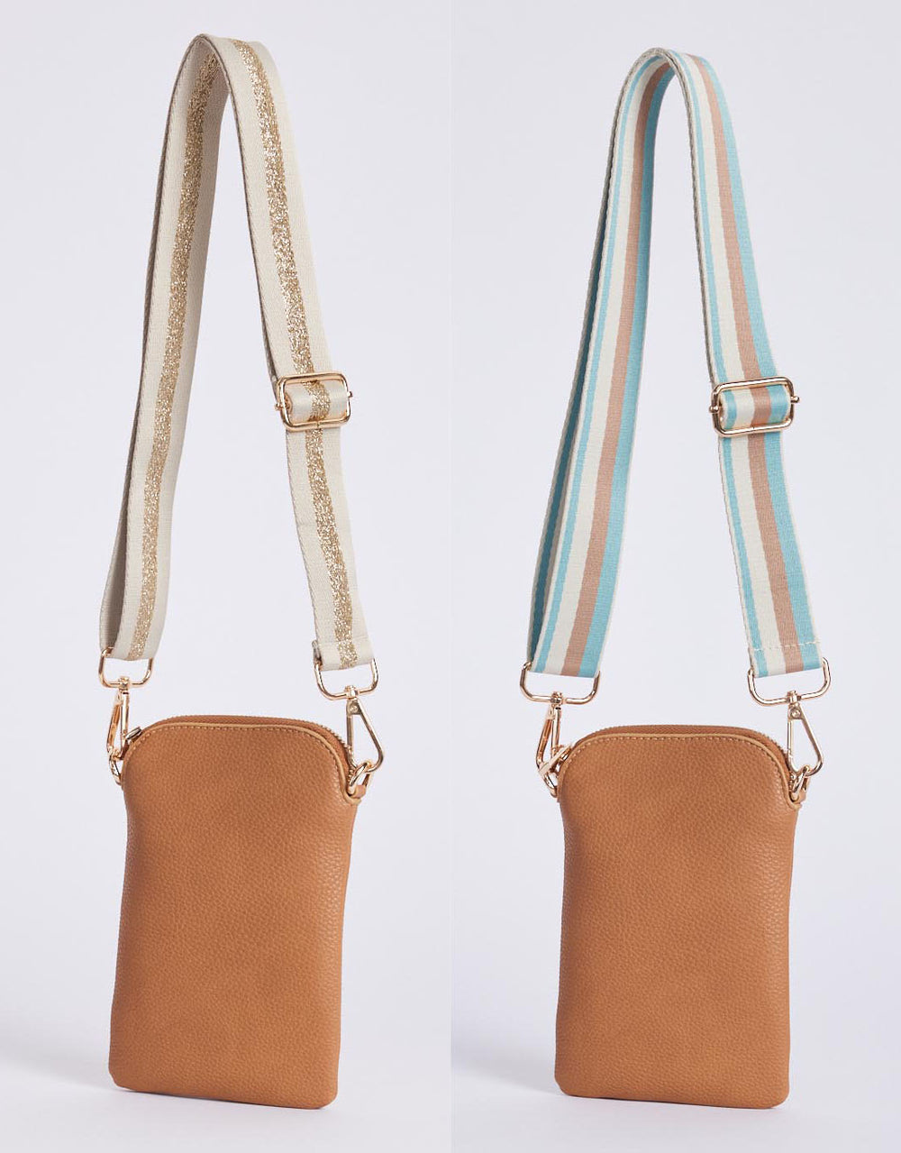 On The Go Bag - Tan/Blue Tan Stripe