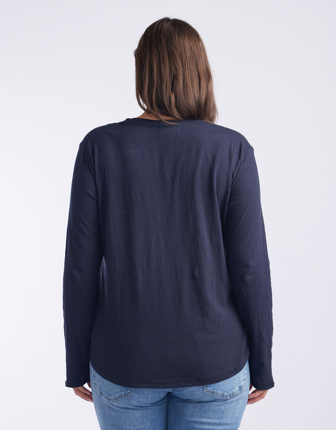 White & Co. - Original V-Neck Long Sleeve T-Shirt - Navy - White & Co Living Tops