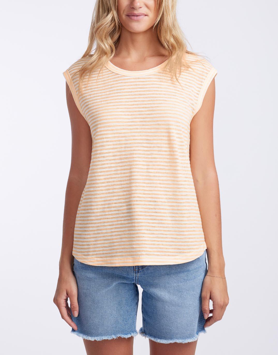 White & Co. - Sorbet Stripe Cali Tank - Gelati Orange - White & Co Living Tees & Tanks