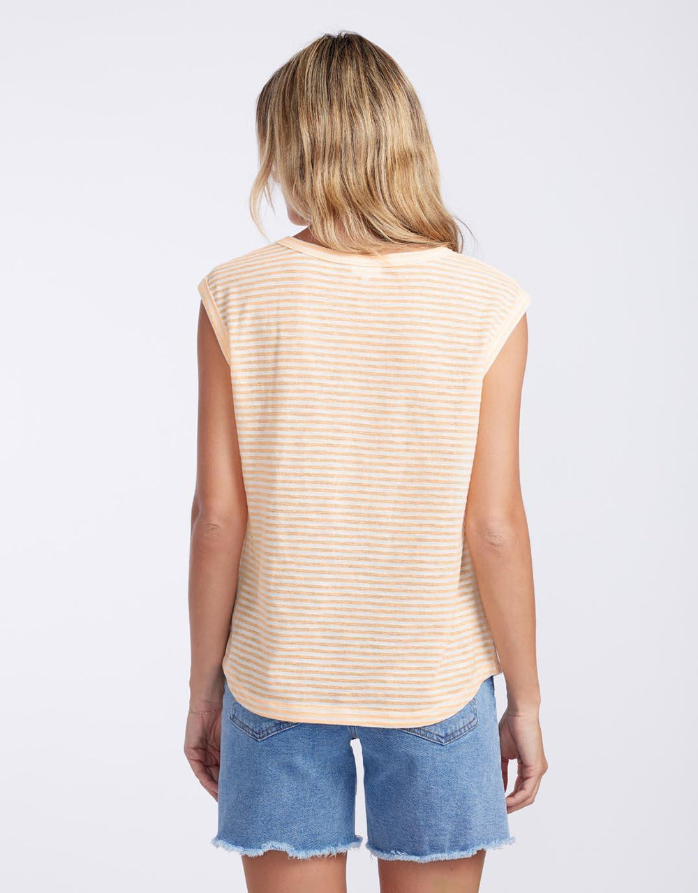 White & Co. - Sorbet Stripe Cali Tank - Gelati Orange - White & Co Living Tees & Tanks