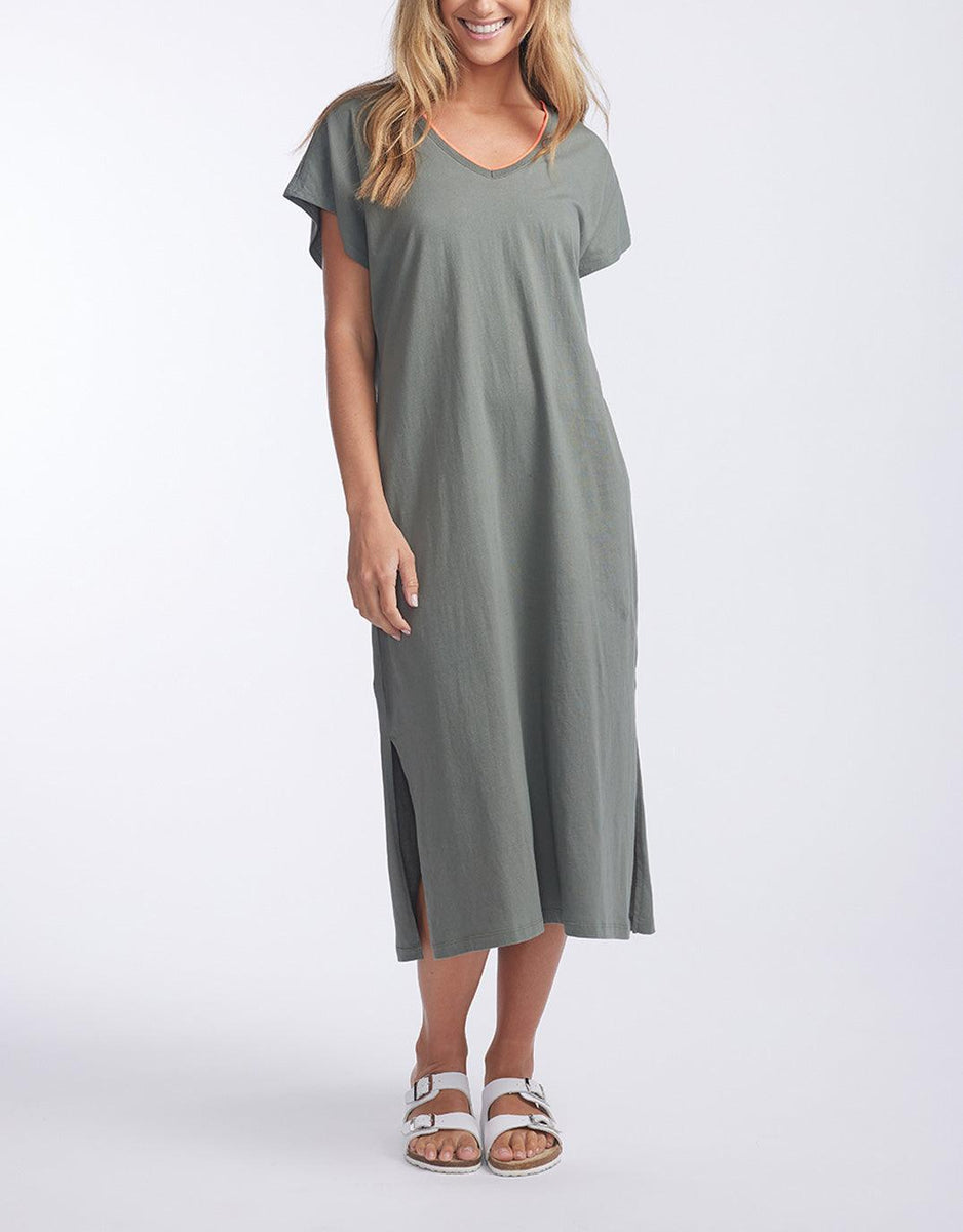 Buy St. Lucia T-Shirt Dress - Khaki White & Co. for Sale Online New ...