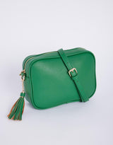 Zoe Crossbody Bag - Green & Black/Bronze/White Stripe