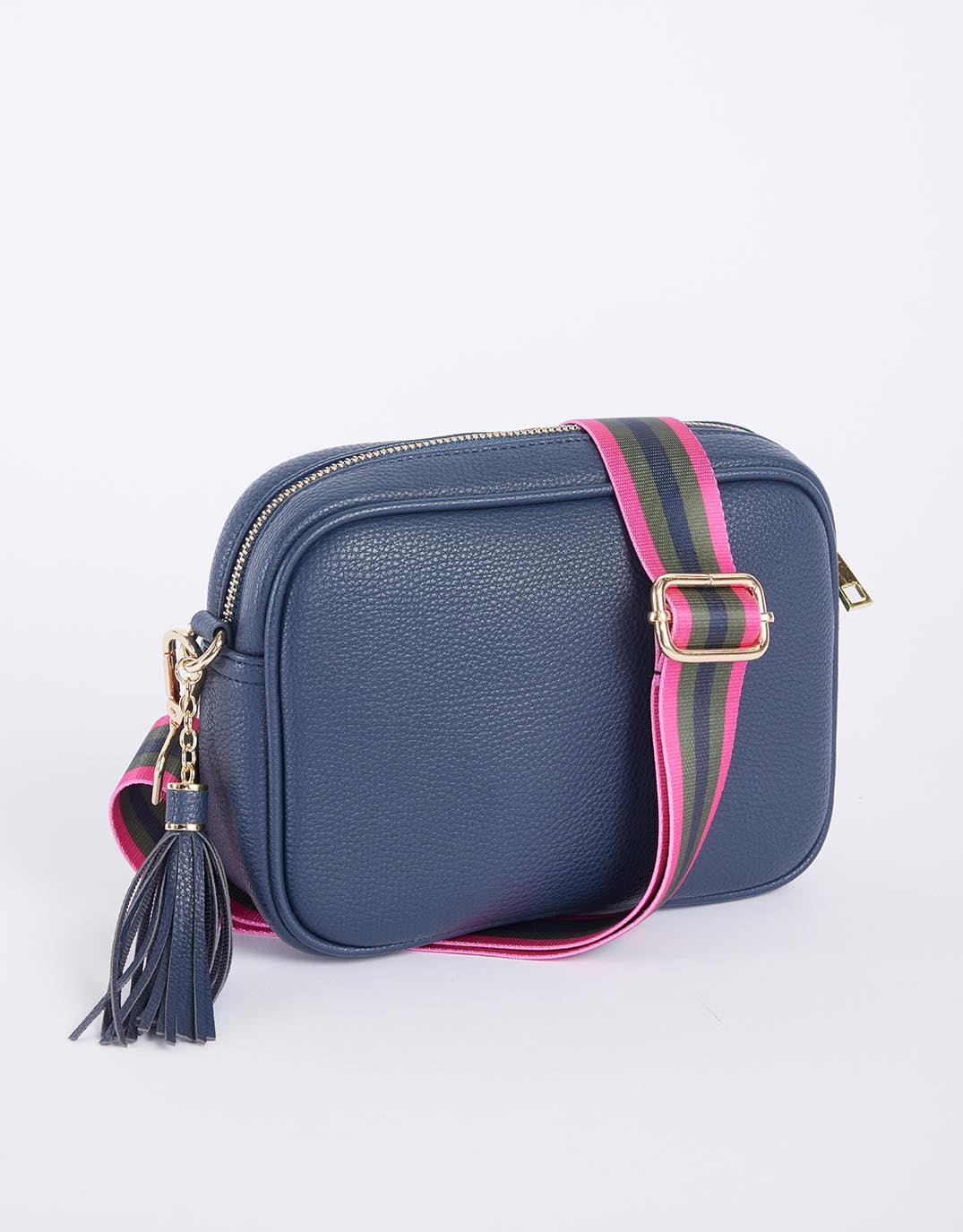 Buy Zoe Crossbody Bag - Navy with Khaki/Hot Pink Stripe White & Co. for ...