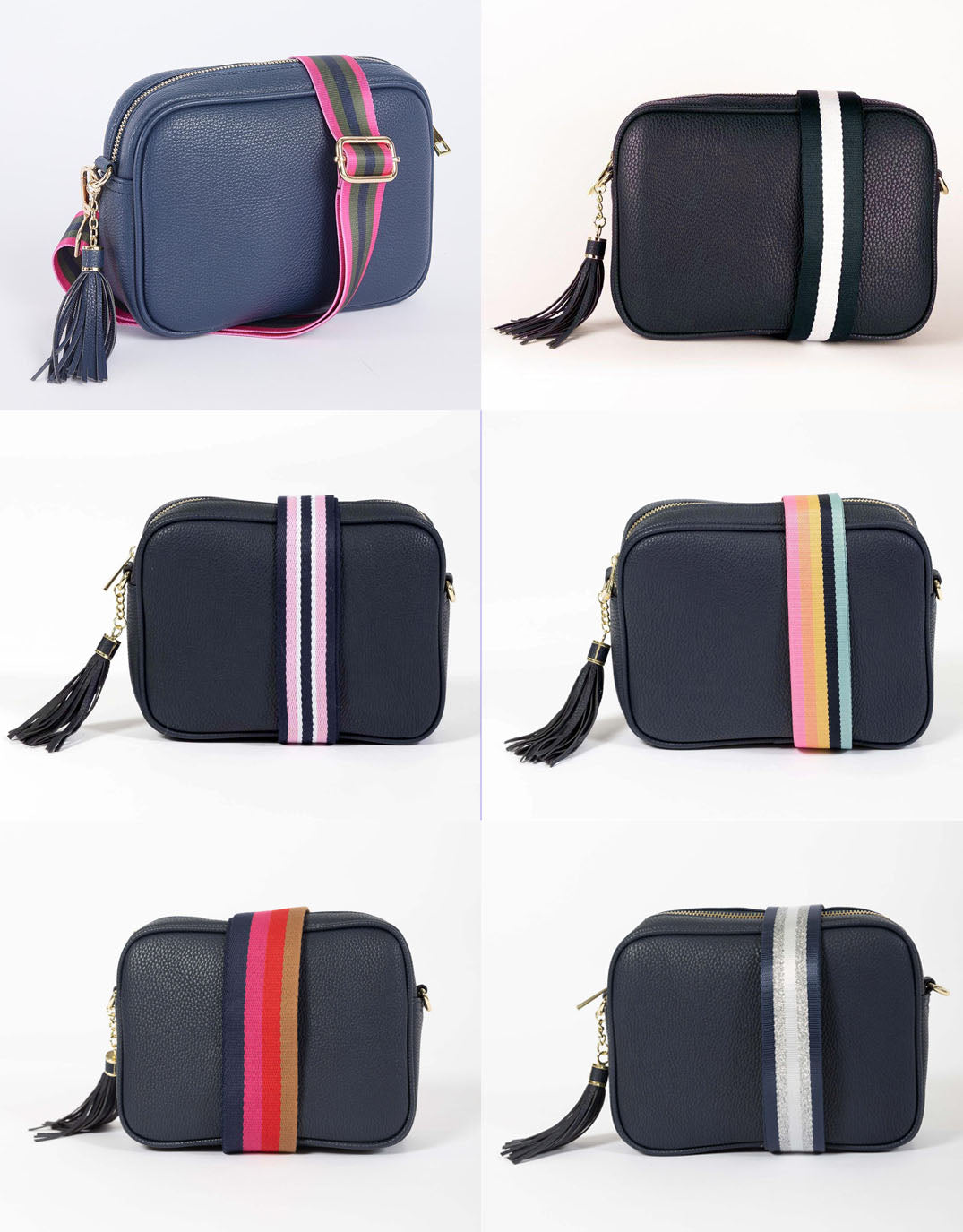 Zoe Crossbody Bag - Navy & Navy/White Stripe