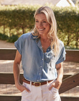 Amber Vintage Denim Short Sleeve Shirt - Chambray