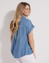 Amber Vintage Denim Short Sleeve Shirt - Chambray