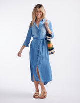 Avery Midi Vintage Denim Dress - Chambray