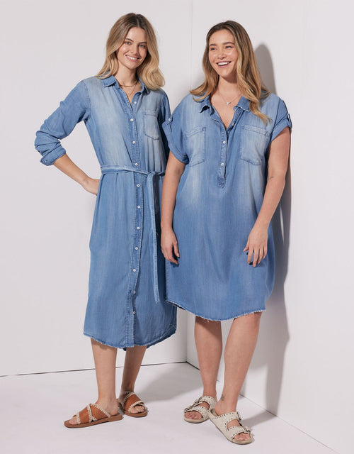 Avery Midi Vintage Denim Dress - Chambray
