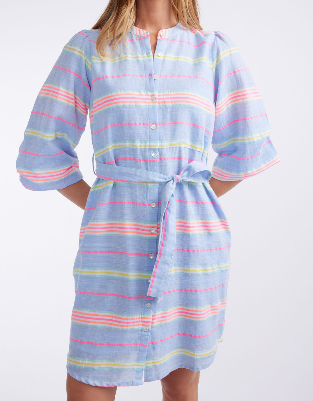 white-co-balmy-nights-dress-blue-neon-stripe-womens-clothing