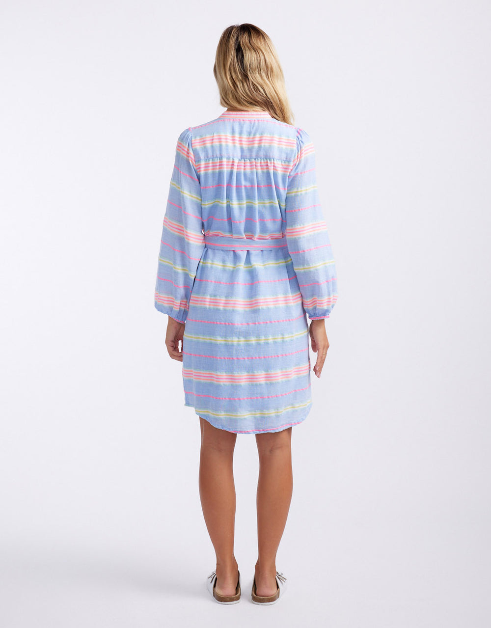 white-co-balmy-nights-dress-blue-neon-stripe-womens-clothing