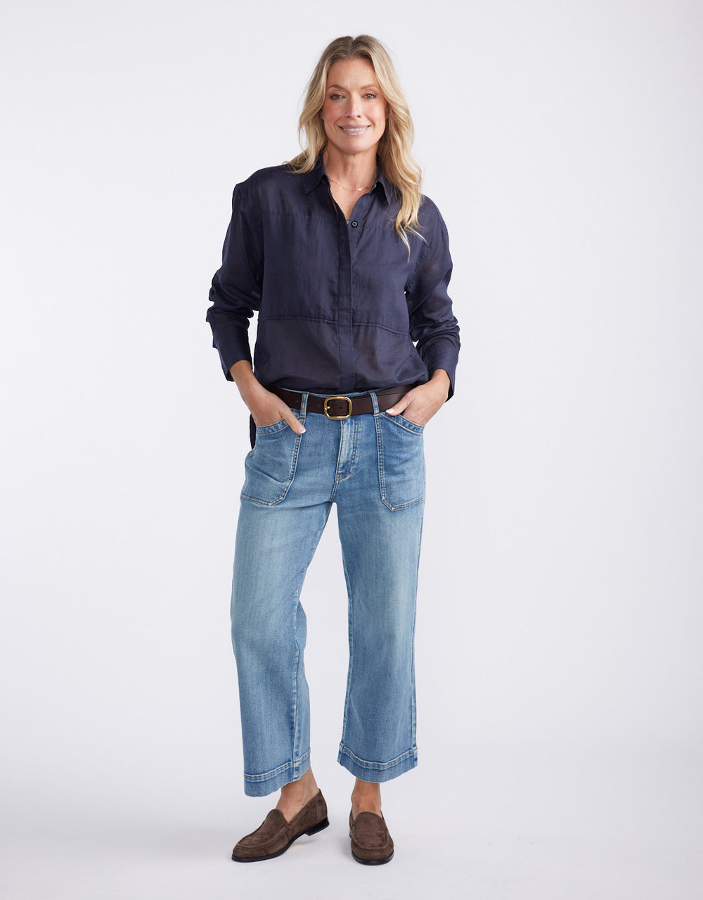 Chloe Panel Shirt - Navy