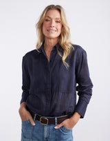 Chloe Panel Shirt - Navy