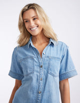 Claudia Denim Dress - Mid Wash