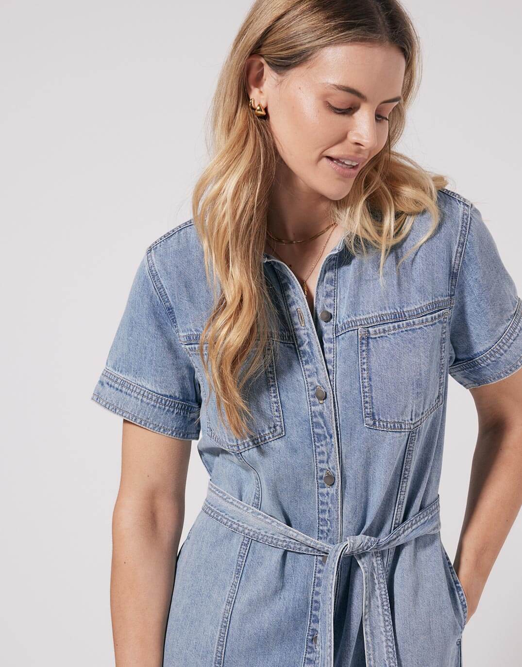 Claudia Midi Dress - Mid Wash