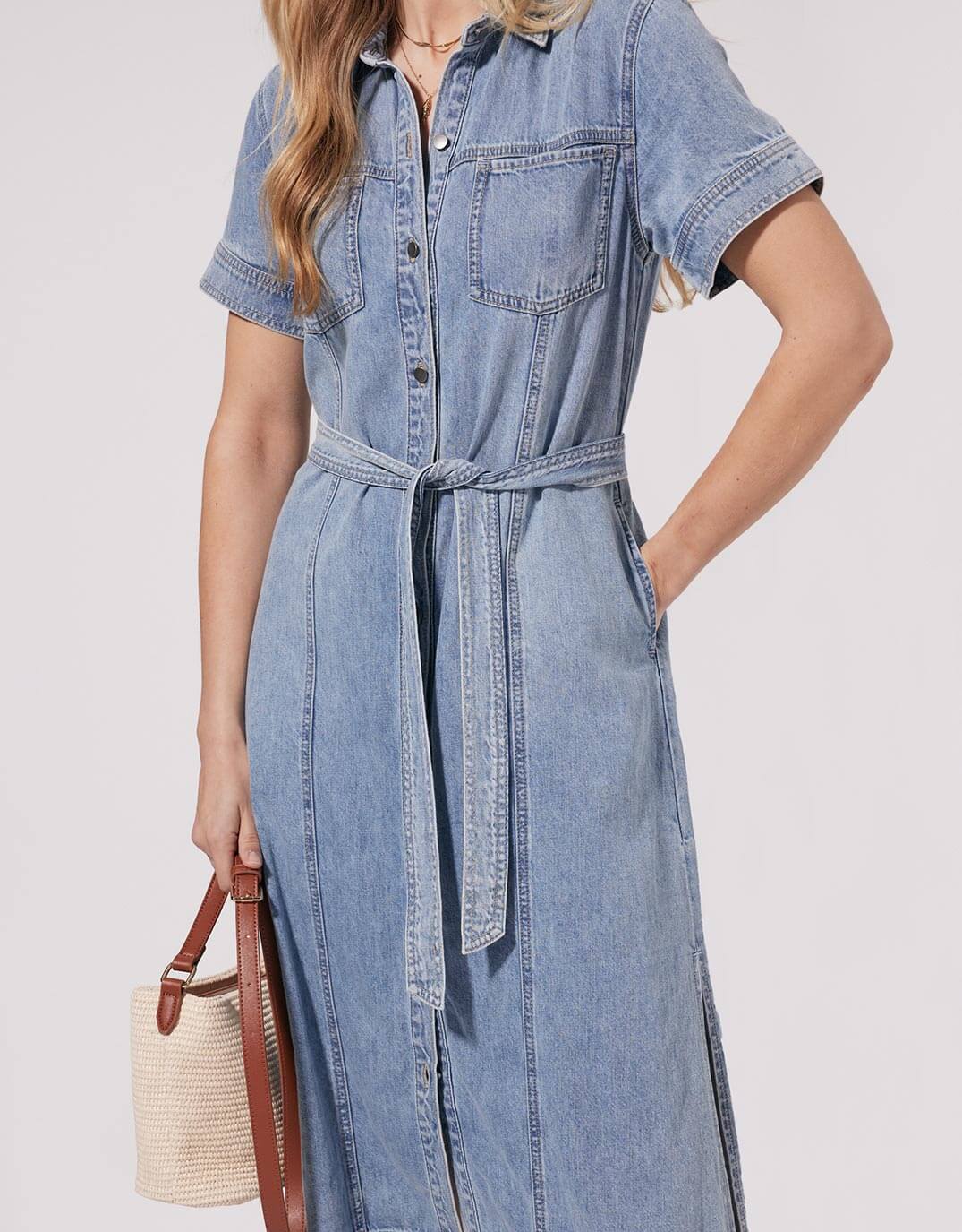 Claudia Midi Dress - Mid Wash