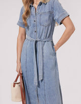 Claudia Midi Dress - Mid Wash