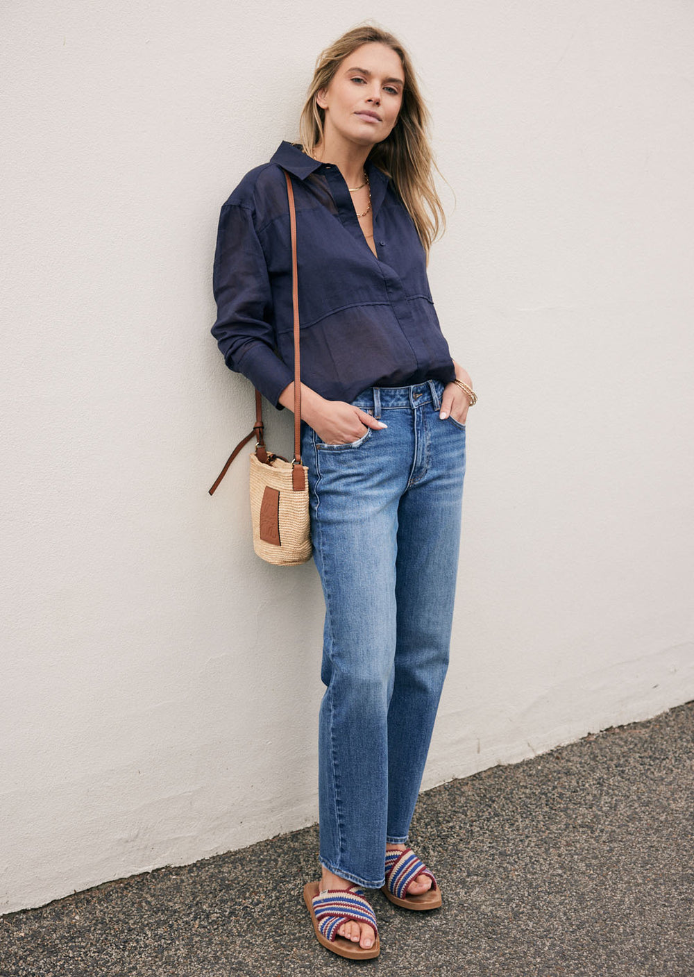 Elodie Straight Leg Jean - Mid Wash