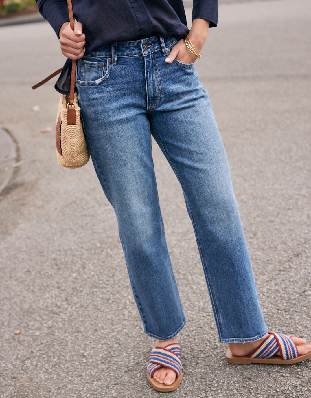 Elodie Straight Leg Jean - Mid Wash