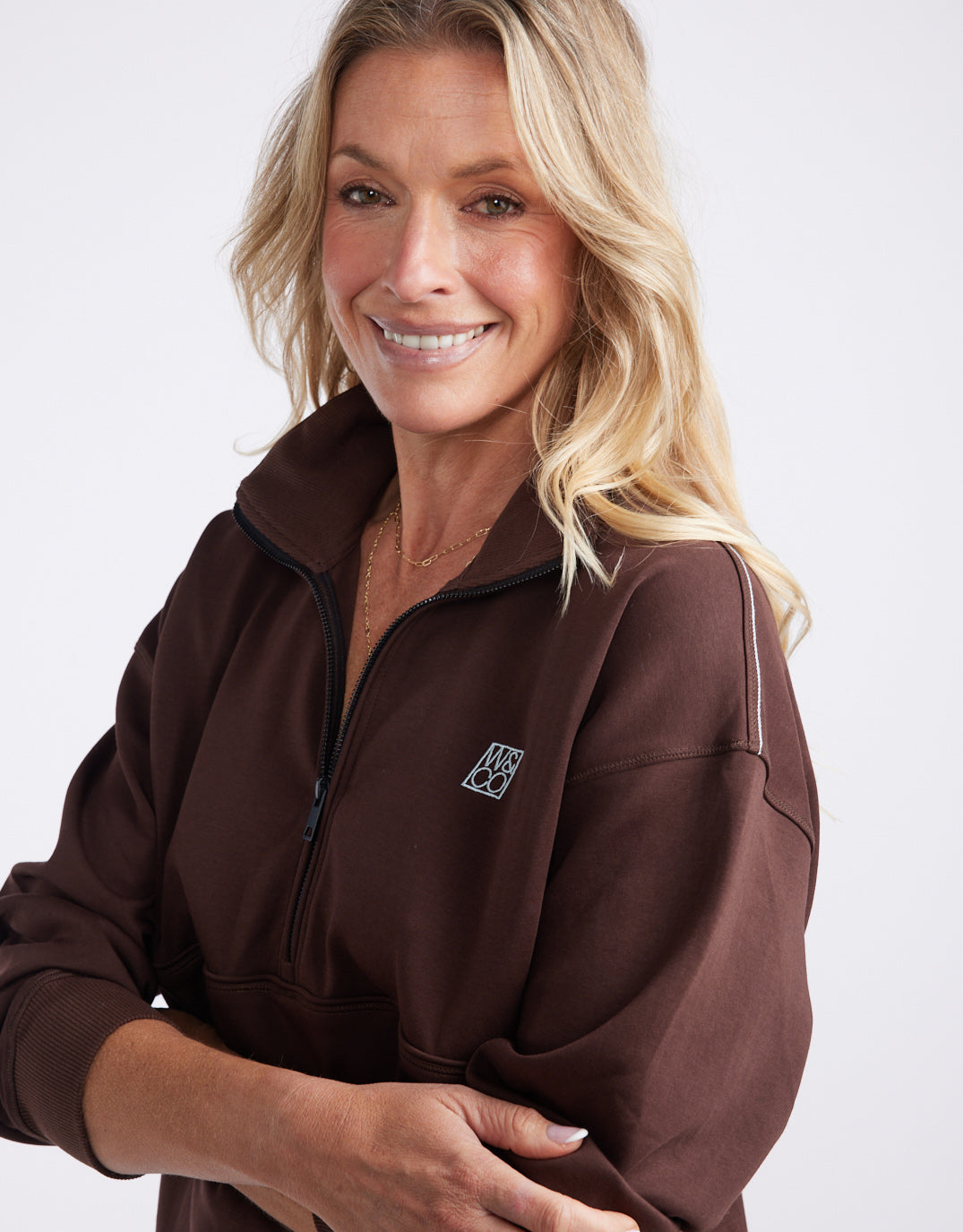 white-co-escape-super-soft-half-zip-top-chocolate-womens-clothing