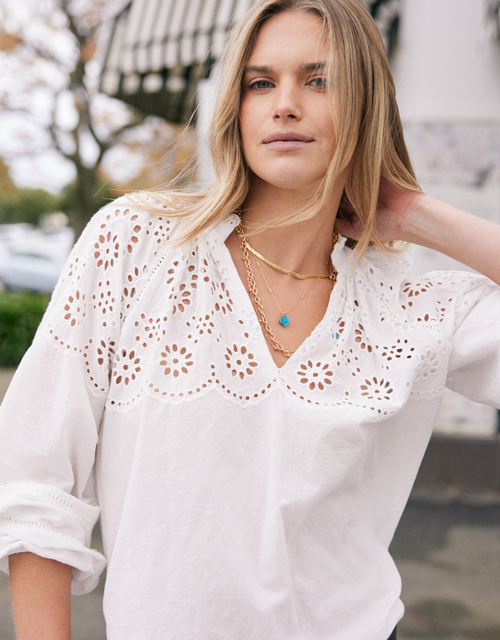 Fleur Broderie Blouse - White