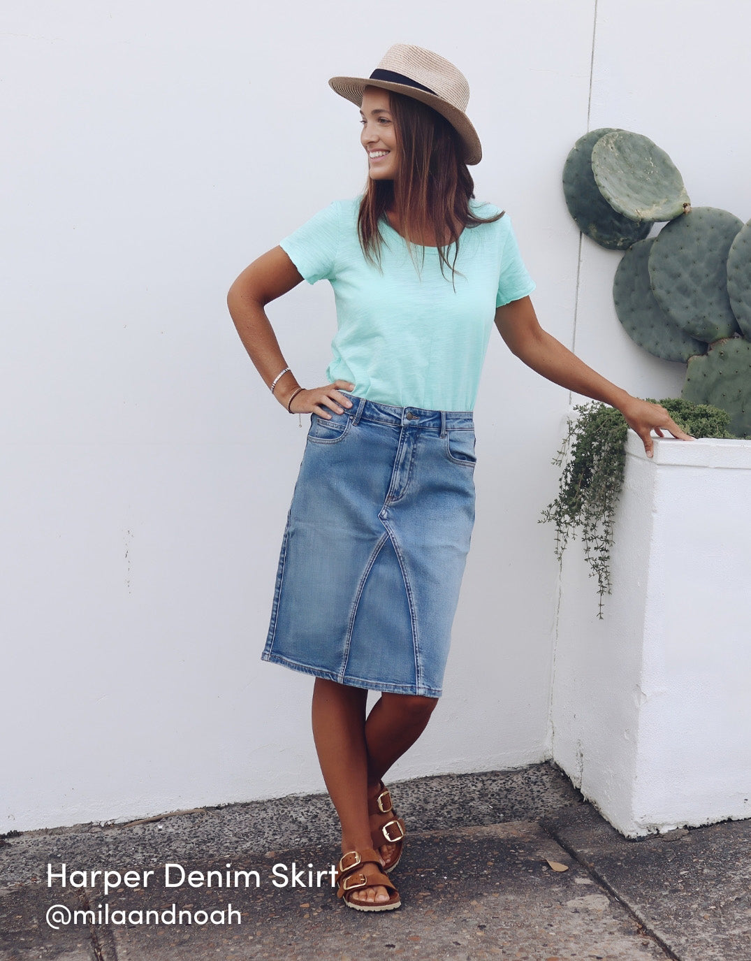 mid length denim skirt nz