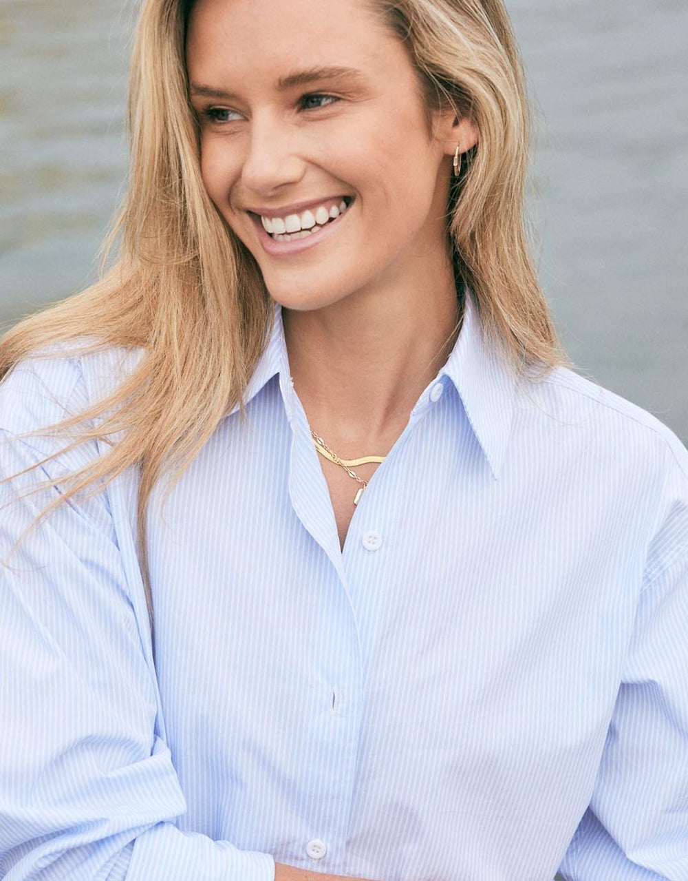 Hayley Classic Shirt - Blue Thin Stripe