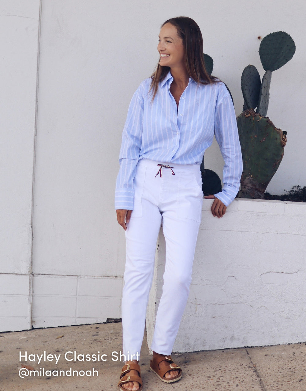 Hayley Classic Shirt - Pale Blue Stripe